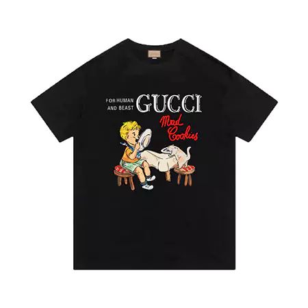 GUCCI Tシャツマッドクッキー柄|高級コットン使用 限定コラボキャラクターマッドクッキーTシャツ 
