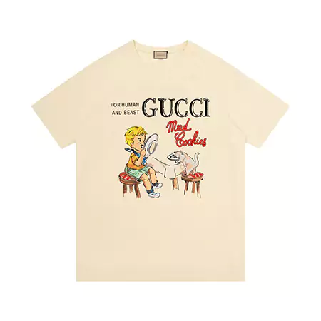 GUCCI Tシャツマッドクッキー柄|高級コットン使用 限定コラボキャラクターマッドクッキーTシャツ 