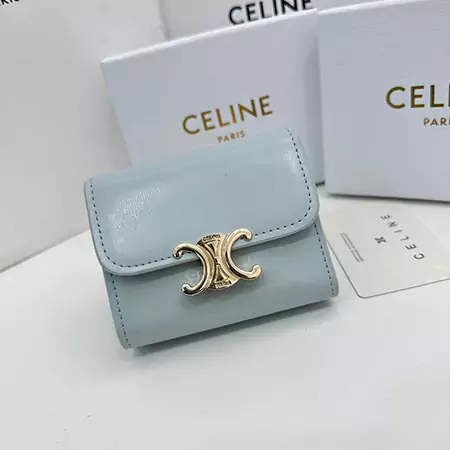 Celineブランド セリーヌピンクレザー財布 ショートタイプ折り畳みバックル財布 Celine人気女子財布専門店cabayacase