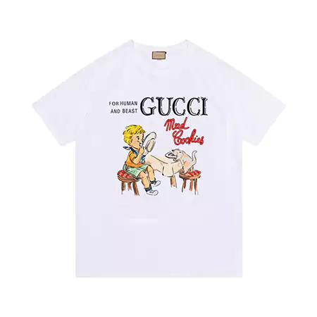 GUCCI Tシャツマッドクッキー柄|高級コットン使用 限定コラボキャラクターマッドクッキーTシャツ 