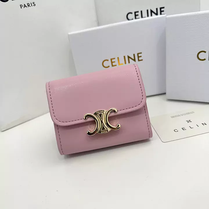 Celineブランド セリーヌピンクレザー財布 ショートタイプ折り畳みバックル財布 Celine人気女子財布専門店cabayacase