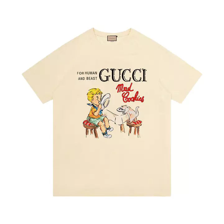 GUCCI Tシャツマッドクッキー柄|高級コットン使用 限定コラボキャラクターマッドクッキーTシャツ 