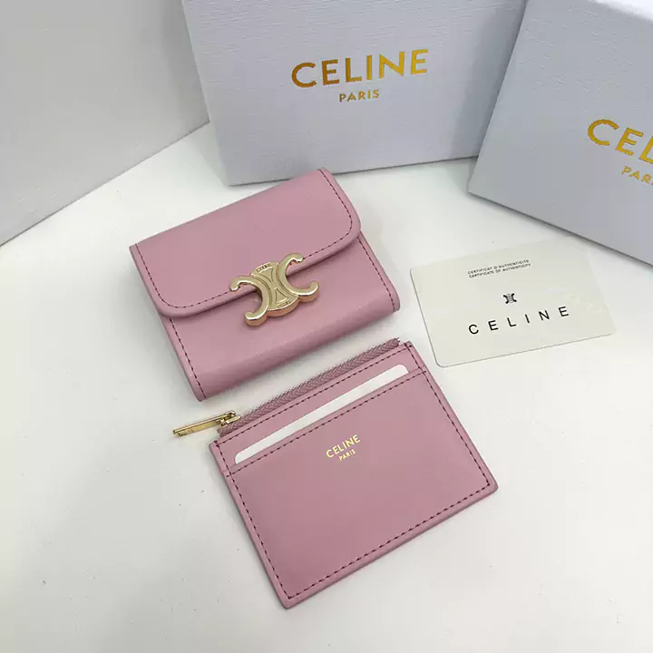 Celineブランド セリーヌピンクレザー財布 ショートタイプ折り畳みバックル財布 Celine人気女子財布専門店cabayacase