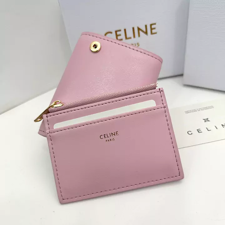 Celineブランド セリーヌピンクレザー財布 ショートタイプ折り畳みバックル財布 Celine人気女子財布専門店cabayacase